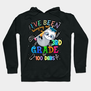 100 Days Of School Sloth Hanging Out In 3Rd Grade Student Hoodie